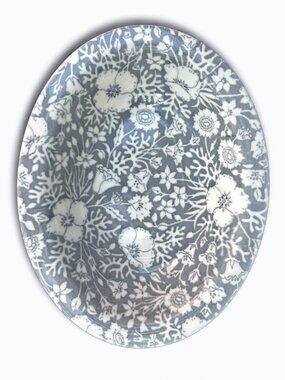 Vtg Wallace China Desert Ware Festival Gray 9.75" Oval Vegetable Serving Bowl
